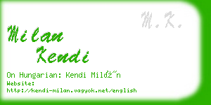 milan kendi business card